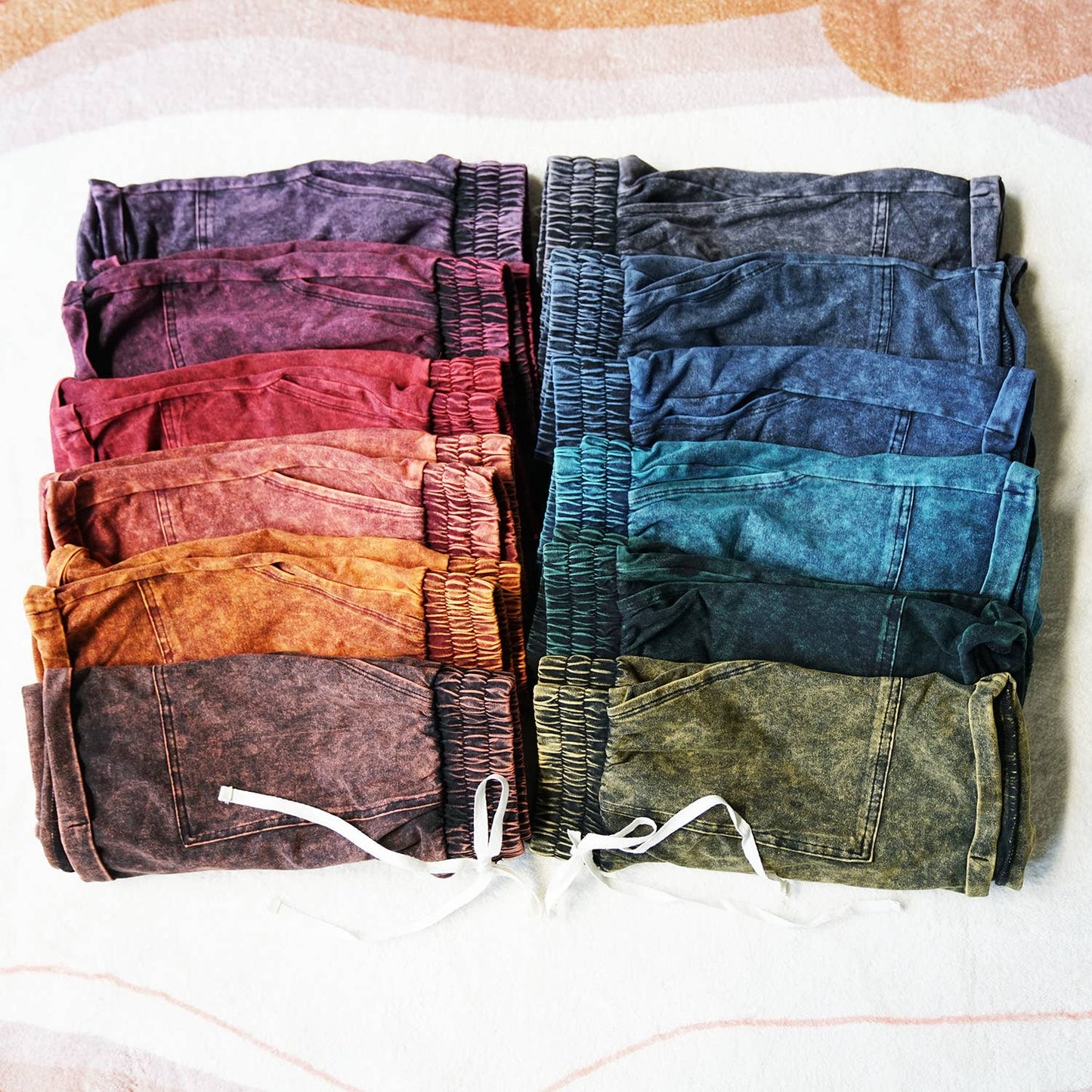 Vintage wash Drawstring Shorts w/ pockets Golden Mustard