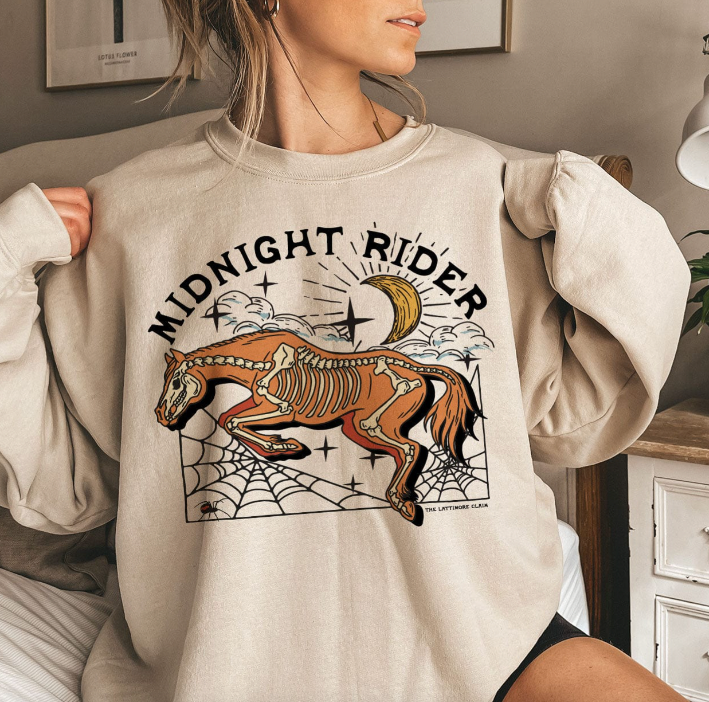 Midnight Rider- Cream Sweatshirt