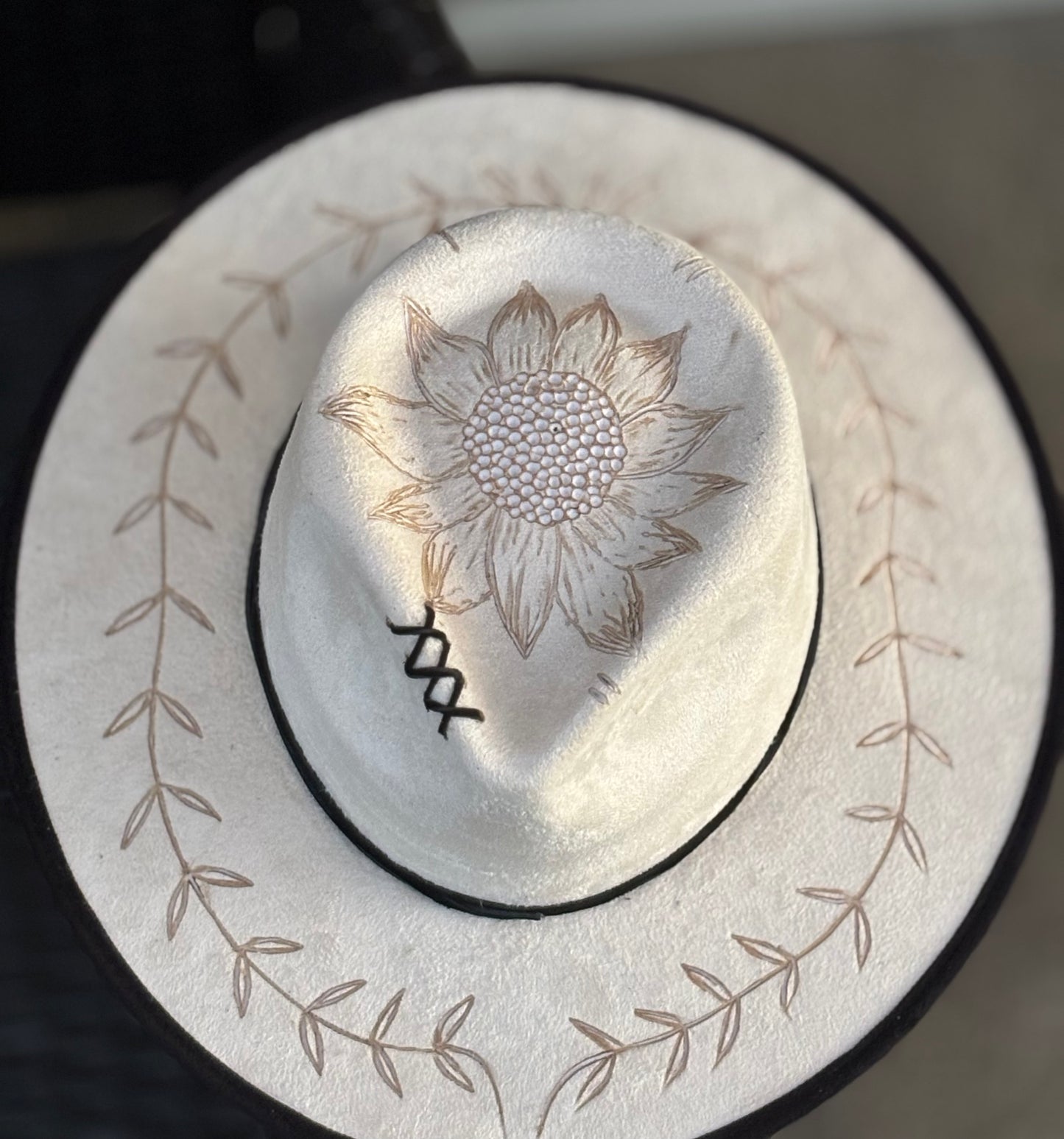 Sunflower and Vine Hand Burned Felt Rancher Hat PACK OF 4