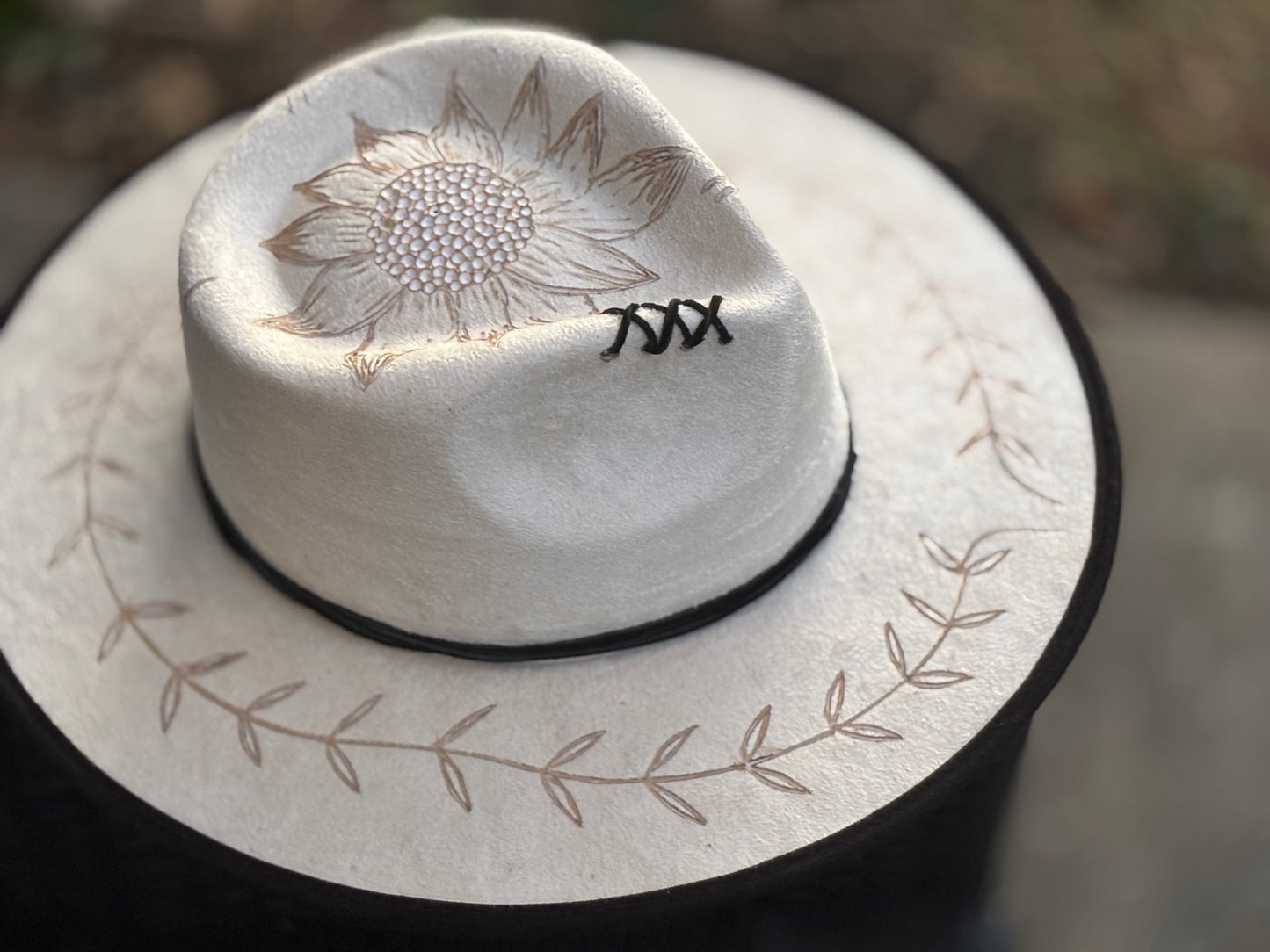 Sunflower and Vine Hand Burned Felt Rancher Hat PACK OF 4