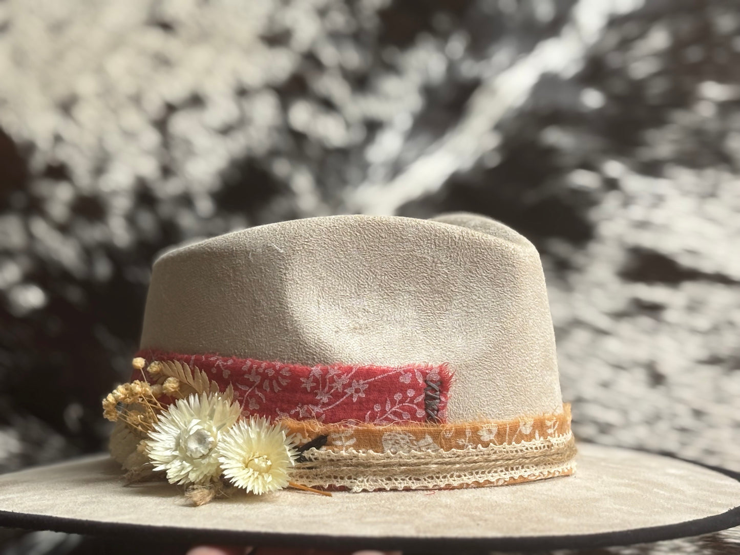 Patchwork Sunflower Lillies and Daisies Western Burned Floral Hat