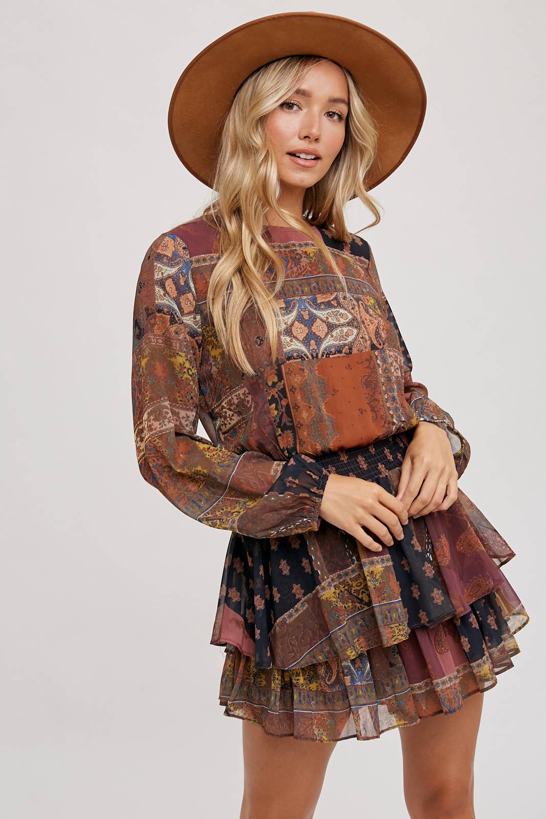 Scarf Print Autumn Romper