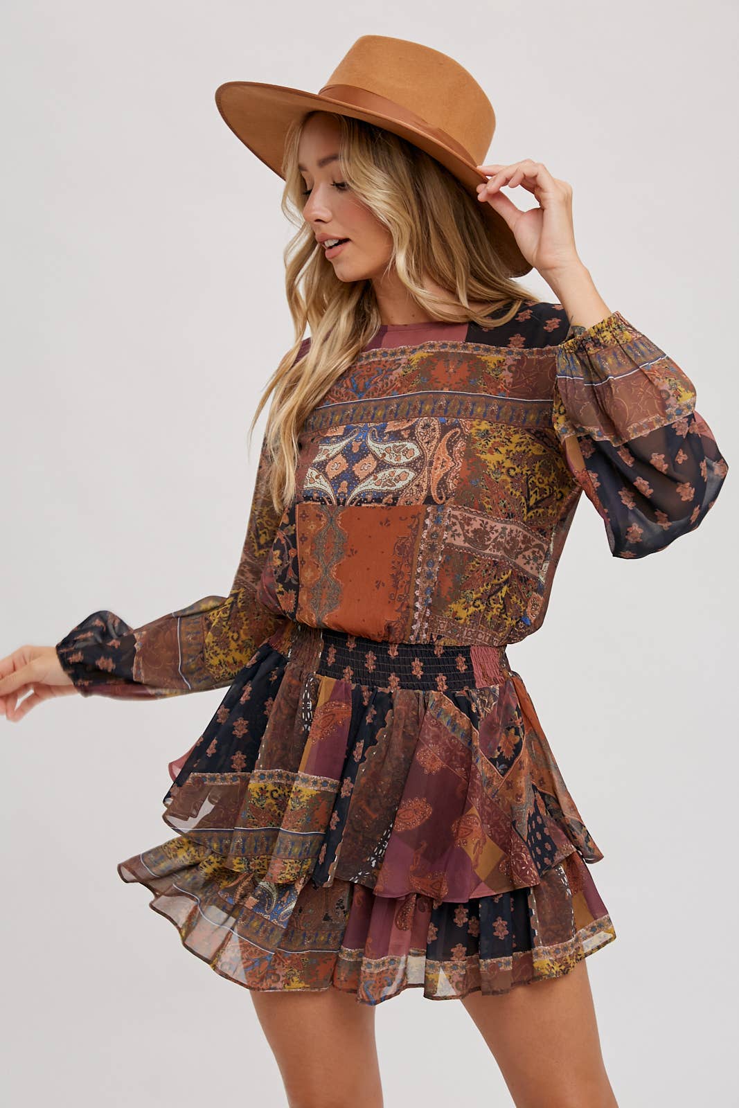 Scarf Print Autumn Romper