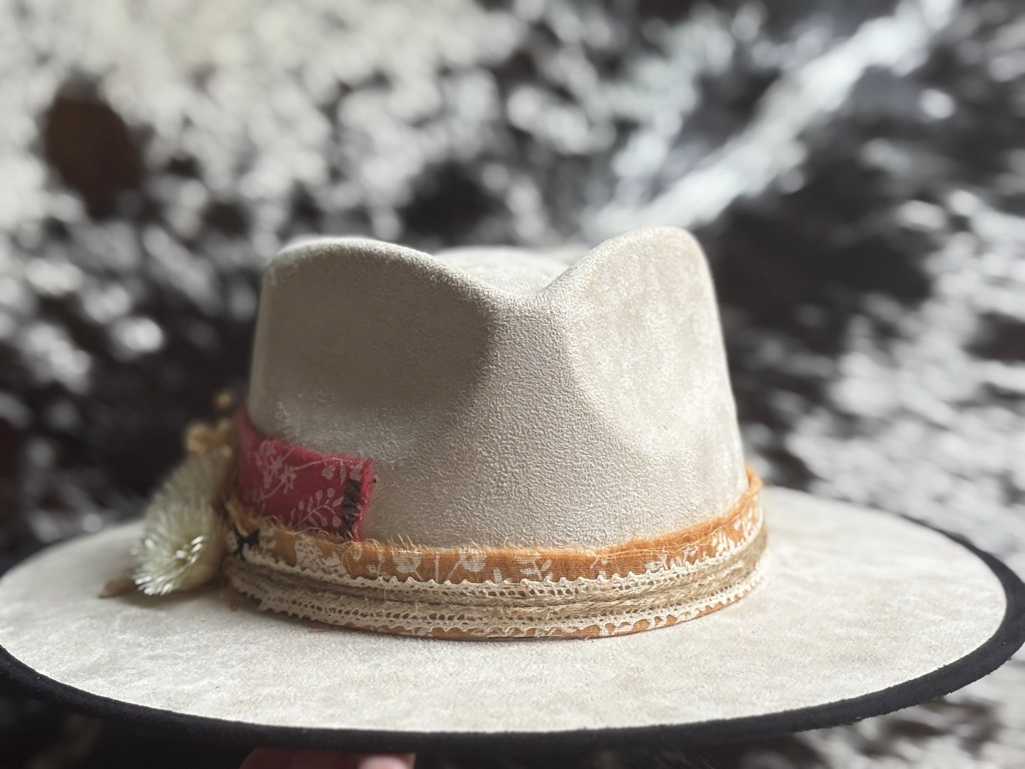 Patchwork Sunflower Lillies and Daisies Western Burned Floral Hat