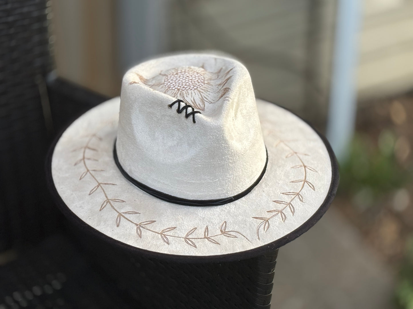 Sunflower and Vine Hand Burned Felt Rancher Hat PACK OF 4