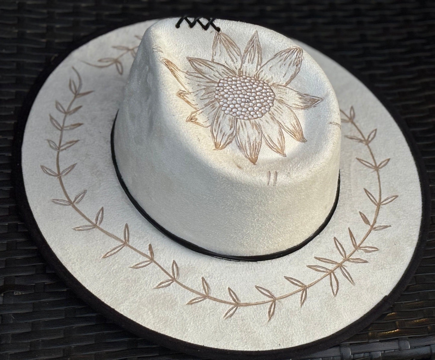 Sunflower and Vine Hand Burned Felt Rancher Hat PACK OF 4