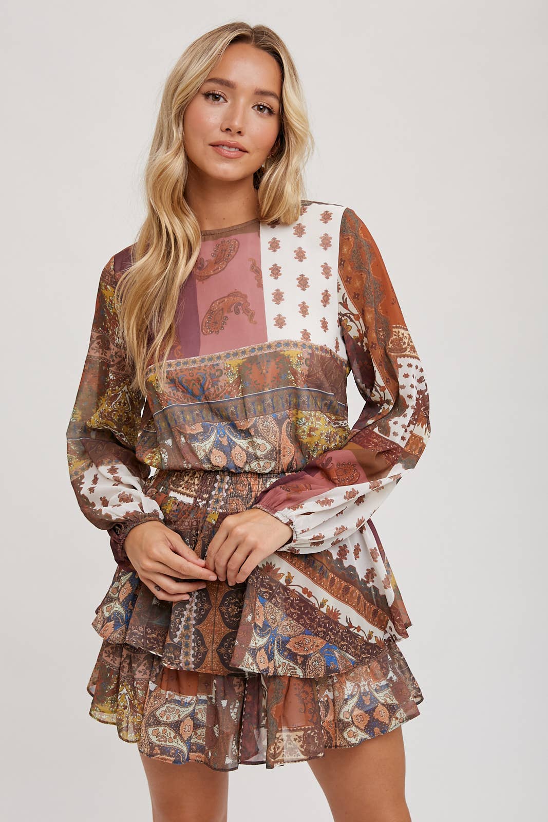 Scarf Print Autumn Romper