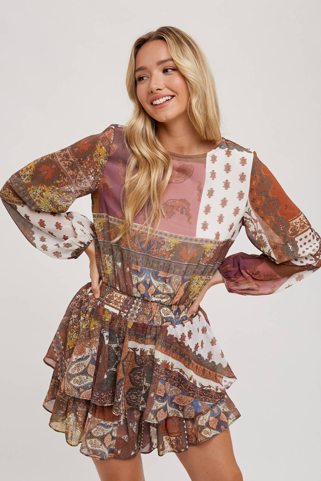 Scarf Print Autumn Romper