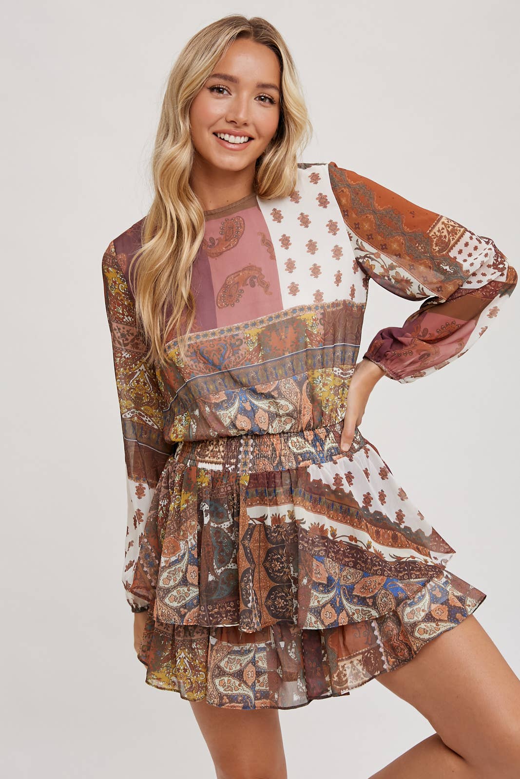 Scarf Print Autumn Romper