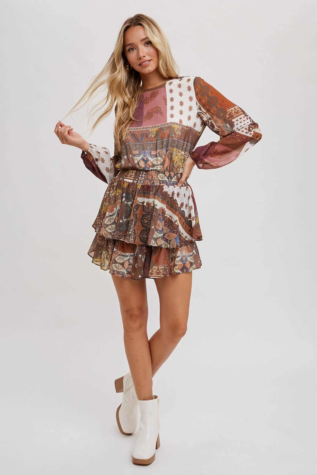 Scarf Print Autumn Romper