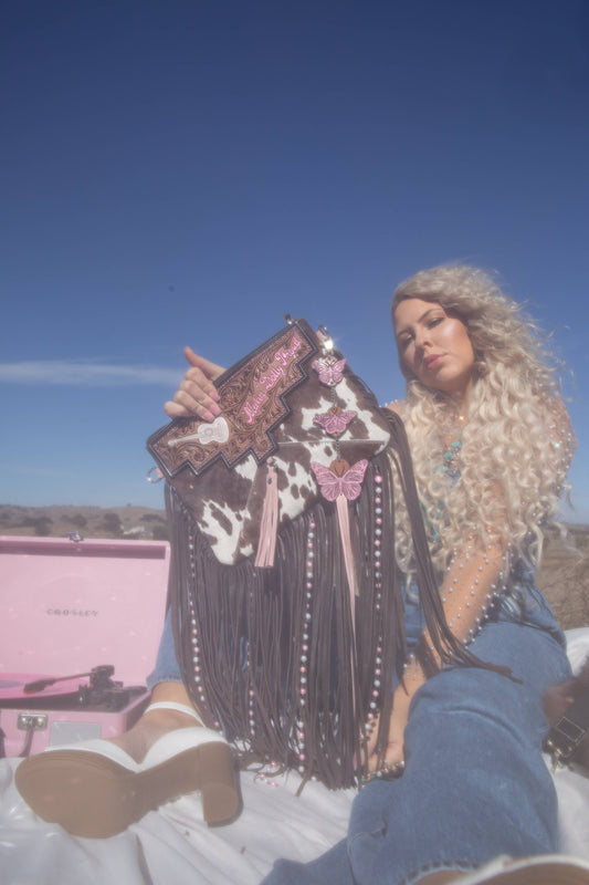 Dolly Taught Me Hand-Tooled and Painted Leather Purse