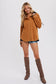 Fleece Hoodie Shacket in Camel