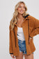Fleece Hoodie Shacket in Camel