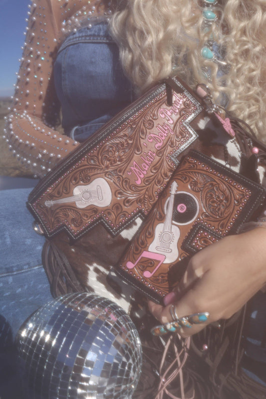 Dolly Taught Me Hand-Tooled and Painted Leather Purse