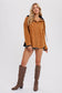 Fleece Hoodie Shacket in Camel