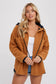 Fleece Hoodie Shacket in Camel