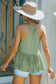 Women's Green Deep V Neckline Ribbed Babydoll Tank