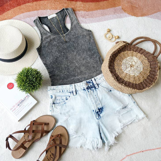 Mineral wash bodysuit w/ snap buttons